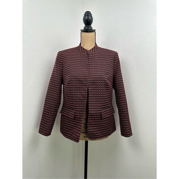 Anne Klein Women’s Black/Cinnamon Mandarin Collar Jacket Size 8 - Picture 1 of 15